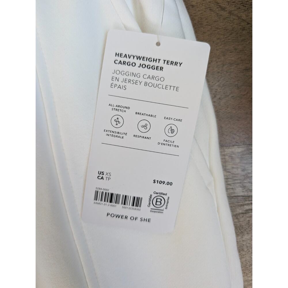 Athleta Terry Cargo Jogger Pants Women XS White Heavyweight Drawstring Waist NWT - Picture 4 of 4